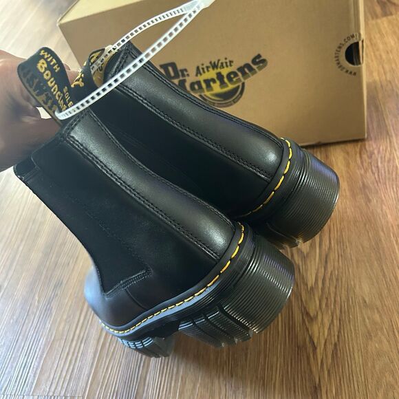 DR MARTENS Audrick Chelsea black leather platform boots booties shoes sz 7 new - Picture 5 of 7